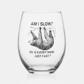 Sloth ben ik traag? wijnglas zonder voet (Voorkant)