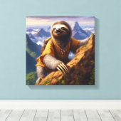 Sloth bergbeklimmen canvas afdruk (Insitu (Houten vloer))