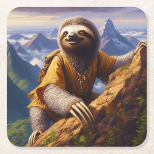 Sloth bergbeklimmen kartonnen onderzetters