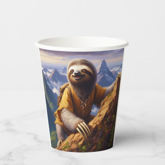 Sloth bergbeklimmen papieren bekers (Voorkant)