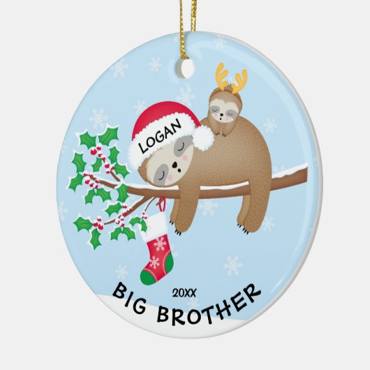 Sloth Big Brother kerstversiering Keramisch Ornament (Links)