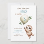 Sloth Birthday Come Hang Out 1st Birthday Kaart (Voorkant)