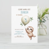 Sloth Birthday Come Hang Out 1st Birthday Kaart (Staand voorkant)