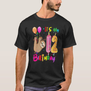 Sloth Birthday Het is mijn 12e verjaardag meisjes T-shirt