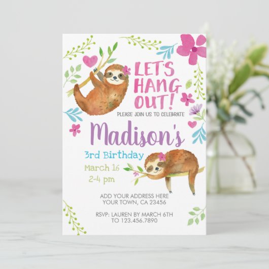 Sloth Birthday Kaart (Staand voorkant)