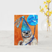 Sloth Birthday Kaart (Gele Bloem)