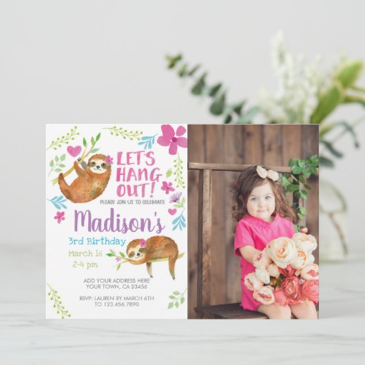 Sloth Birthday Kaart (Staand voorkant)