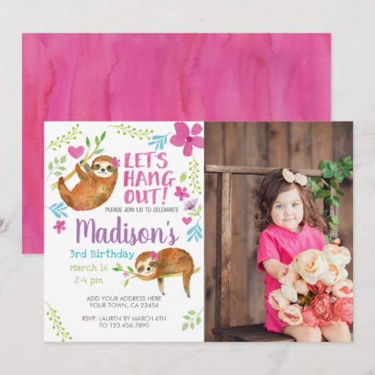 Sloth Birthday Kaart (Voorkant / Achterkant)