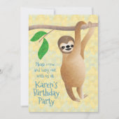 Sloth Birthday Party Hang uit met foto's van kinde Kaart (Voorkant)