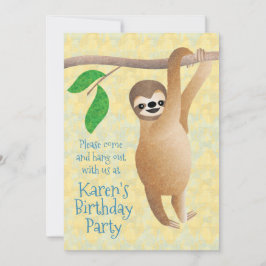 Sloth Birthday Party Hang uit met foto's van kinde Kaart