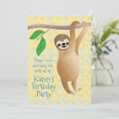 Sloth Birthday Party Hang uit met foto's van kinde Kaart (Staand voorkant)