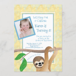 Sloth Birthday Party Hang uit met foto's van kinde Kaart