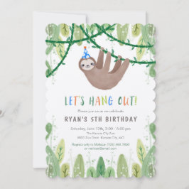 Sloth Birthday Party in Blue and White Kaart