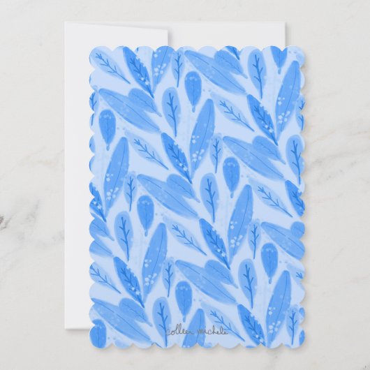 Sloth Birthday Party in Blue and White Kaart (Achterkant)