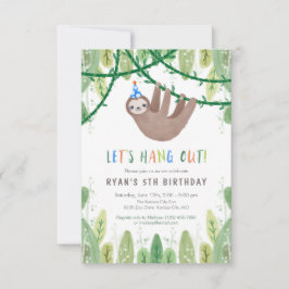 Sloth Birthday Party in Blue and White Kaart