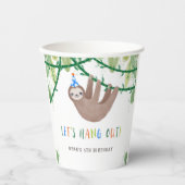 Sloth Birthday Party in Blue and White Papieren Bekers (Voorkant)