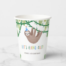 Sloth Birthday Party in Blue and White Papieren Bekers