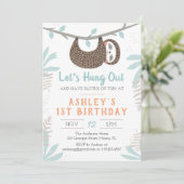 Sloth Birthday Party Invitation Kaart (Staand voorkant)