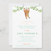 Sloth Birthday Party Invitation Kaart (Voorkant)