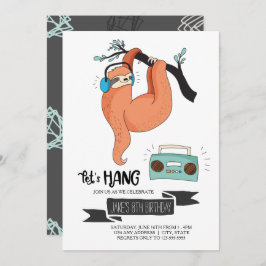 Sloth Birthday Party Invitation Kaart