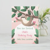 Sloth Birthday Party Invitation Kaart (Staand voorkant)
