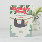 Sloth Birthday Party Kaart (Staand voorkant)