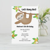 Sloth Birthday Uitnodiging (Staand voorkant)