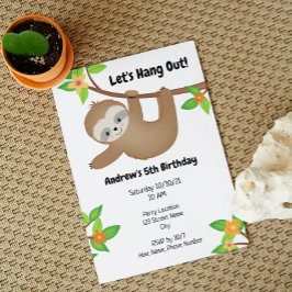 Sloth Birthday Uitnodiging