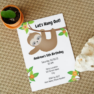 Sloth Birthday Uitnodiging