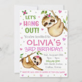 Sloth Birthday Uitnodiging | Slote uitnodiging (Voorkant)