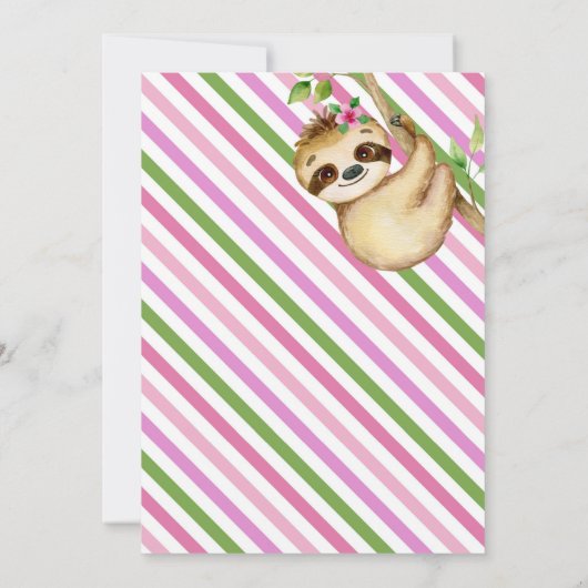 Sloth Birthday Uitnodiging | Slote uitnodiging (Achterkant)