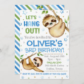 Sloth Birthday Uitnodiging | Slote uitnodiging (Voorkant / Achterkant)