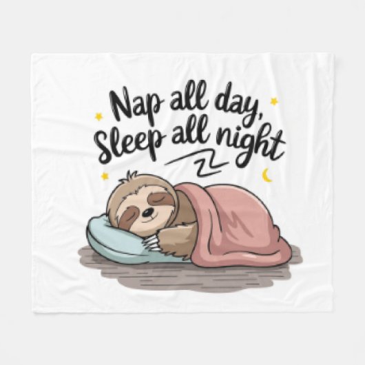 Sloth Blanket Fleece Deken (Voorkant (Horizontaal))
