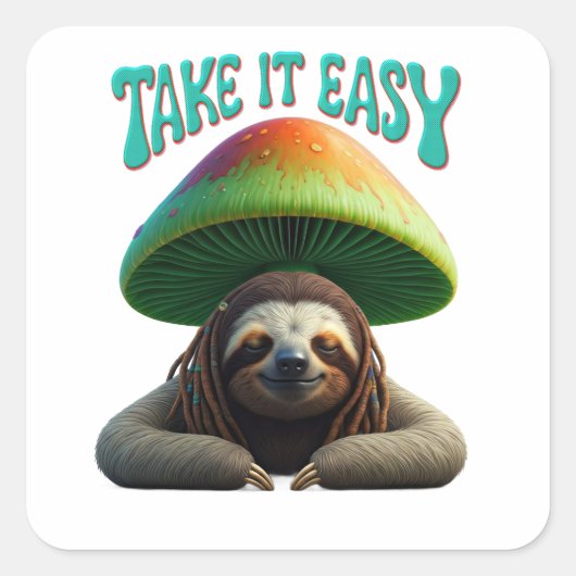 Sloth Boho Hippie gepersonaliseerde Hippie Vierkante Sticker (Voorkant)