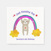 Sloth Boho Rainbow Verjaardag Schattige Kawaii Wit Servet (Voorkant)