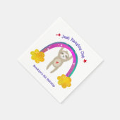 Sloth Boho Rainbow Verjaardag Schattige Kawaii Wit Servet (Hoek)