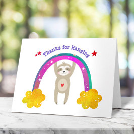 Sloth Boho Rainbow Whimsical Modern Verjaardag Sch Bedankkaart