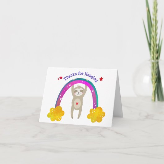 Sloth Boho Rainbow Whimsical Modern Verjaardag Sch Bedankkaart (Voorkant)