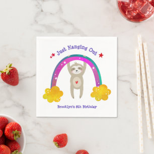 Sloth Boho Regenboog Verjaardag Schattige Kawaii S Servet