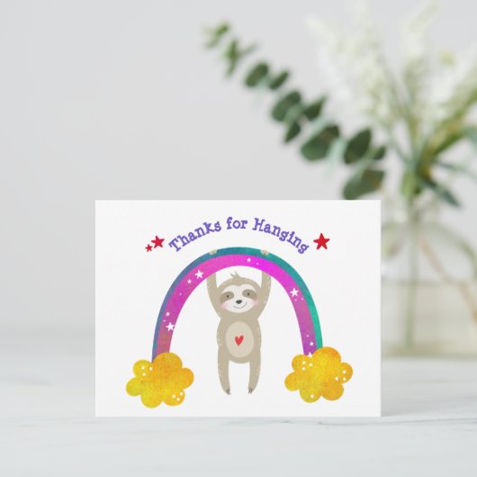 Sloth Boho Regenboog Verjaardag Schattige Modern B Briefkaart (Staand voorkant)