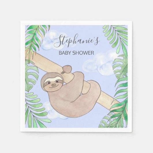 Sloth Boy Blue Baby shower Servet (Voorkant)