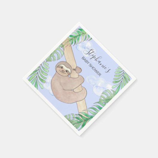 Sloth Boy Blue Baby shower Servet (Hoek)