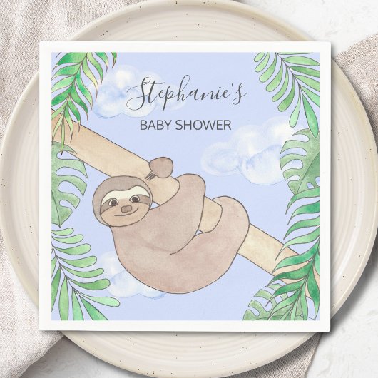 Sloth Boy Blue Baby shower Servet