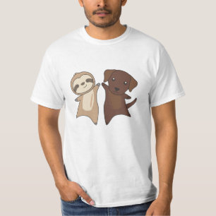 Sloth Brown Labrador Dog Dierenvrienden T-shirt