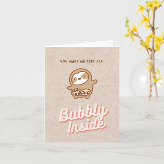 Sloth Bubble Tea Kaart (Gele Bloem)