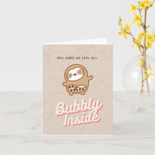 Sloth Bubble Tea Kaart (Gele Bloem)