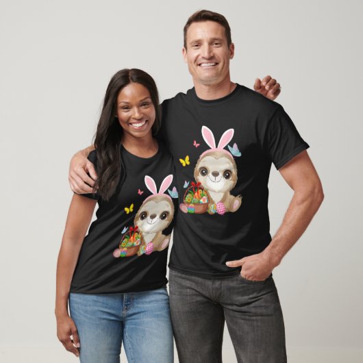 Sloth Bunny Easter Eggs Hunting Rabbit Sloth Happy T-shirt (Unisex)