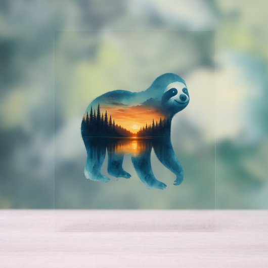 Sloth Camping Lover Acryl Bord (Neutraal)