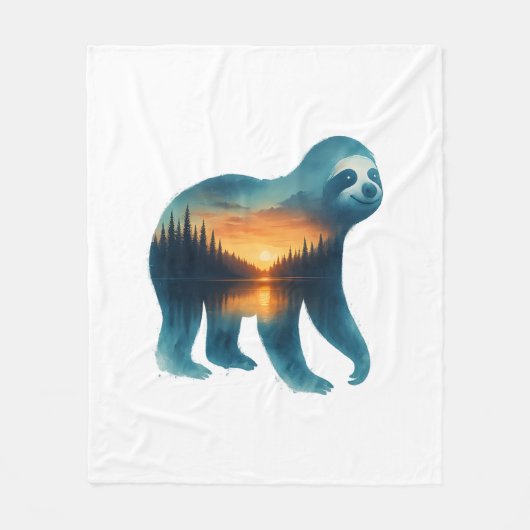 Sloth Camping Lover Fleece Deken (Voorkant)