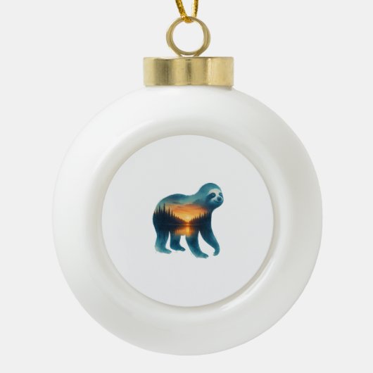 Sloth Camping Lover Keramische Bal Ornament (Voorkant)
